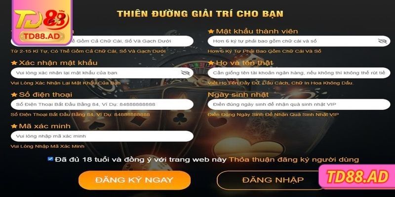 Nhập đầy đủ thông tin cá nhân của bạn